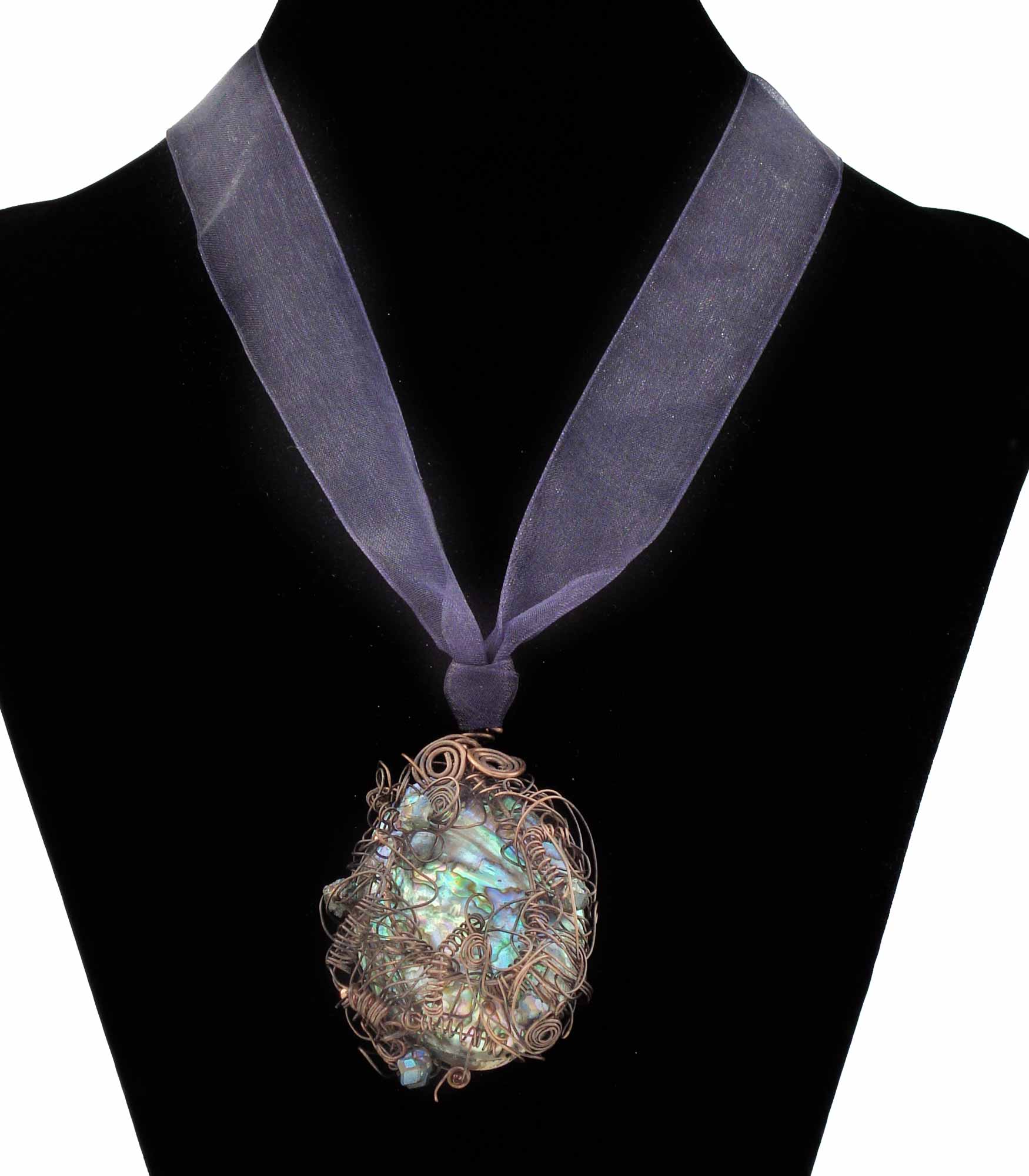 
Paua Shell And Copper Wire Filigree Necklace